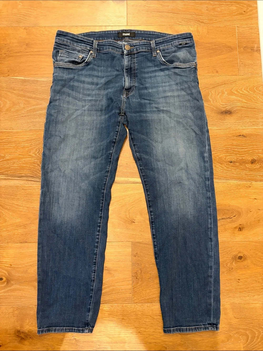 Mavi Men's Mid Wash Straight Jeans - Blue Denim